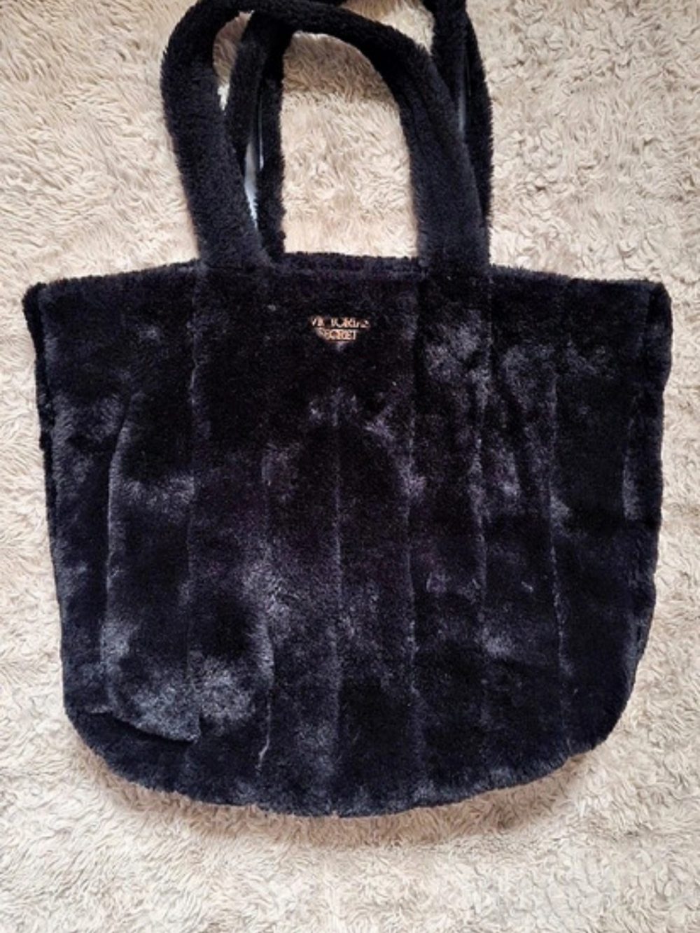 Victoria's Secret Faux-Fur Tote Bag Black